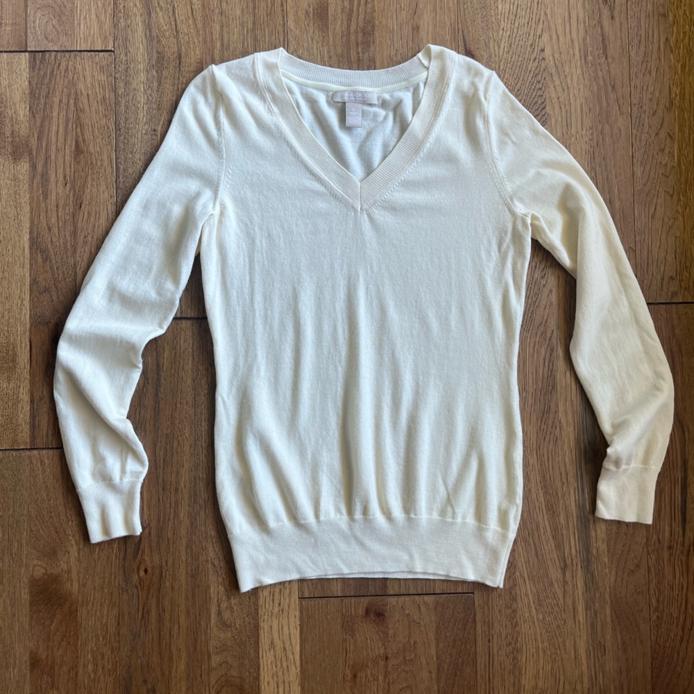 Banana‎ Republic V Neck Merino Wool Pullover Sweater Women’s Sz S Classic Preppy